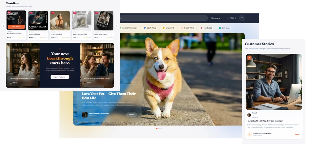 Example ecommerce store interface