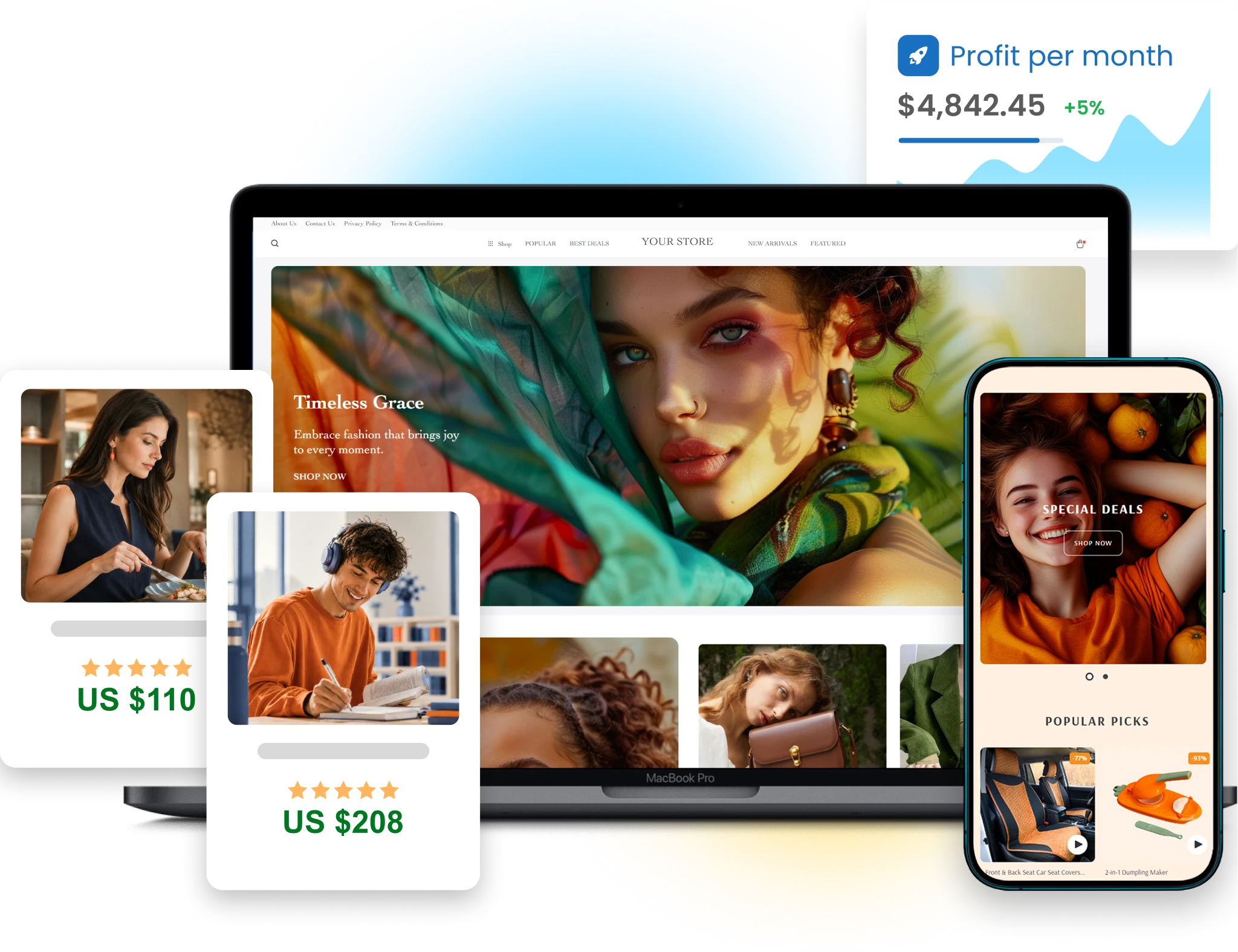 Online shopping and ecommerce business illustration